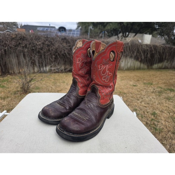 Ariat Other - Ariat Brown Red Leather Cowboy Western Boots Women's Square Toe 5B